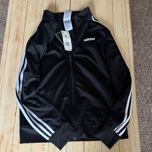 adidas Women's Black Track Jacket with White Stripes